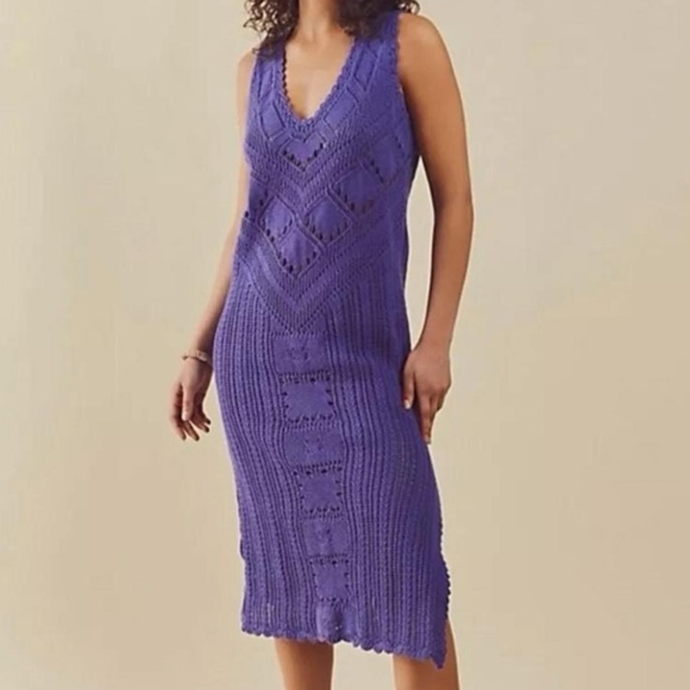 Free People Beach Purple Crochet Dress Large